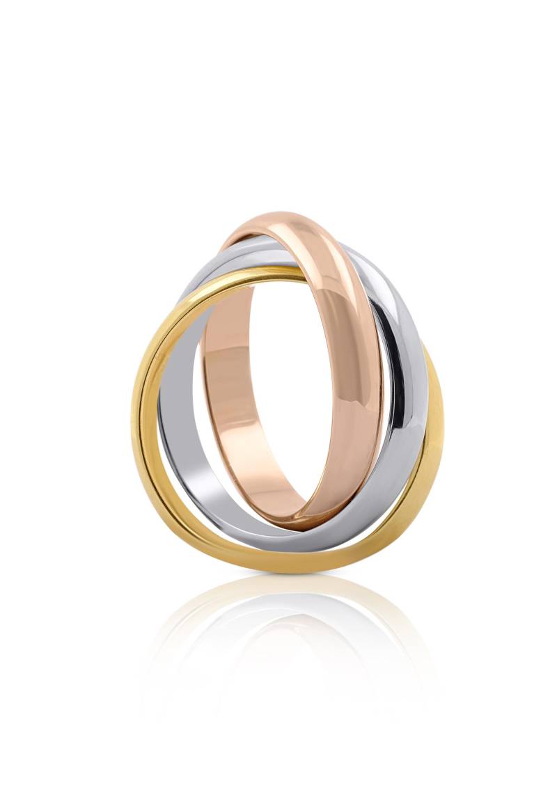 Ring Tricolor Weiss-/gelb-/rotgold 750 Damen Gold 52 von MUAU Schmuck