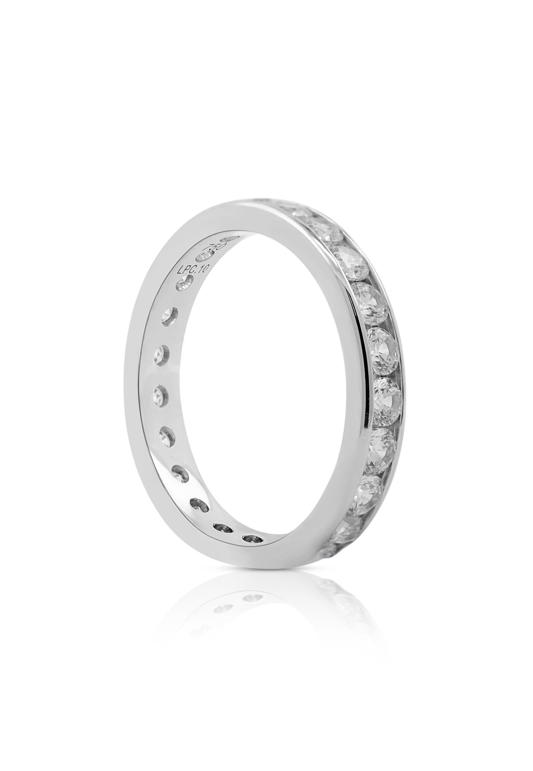 Memoire Ring Weissgold 750 Zirkonia Damen Silber 56 von MUAU Schmuck