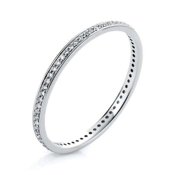 Mémoire-ring 585/14k Weissgold Diamant 0.16ct. Damen Silber 54 von MUAU Schmuck