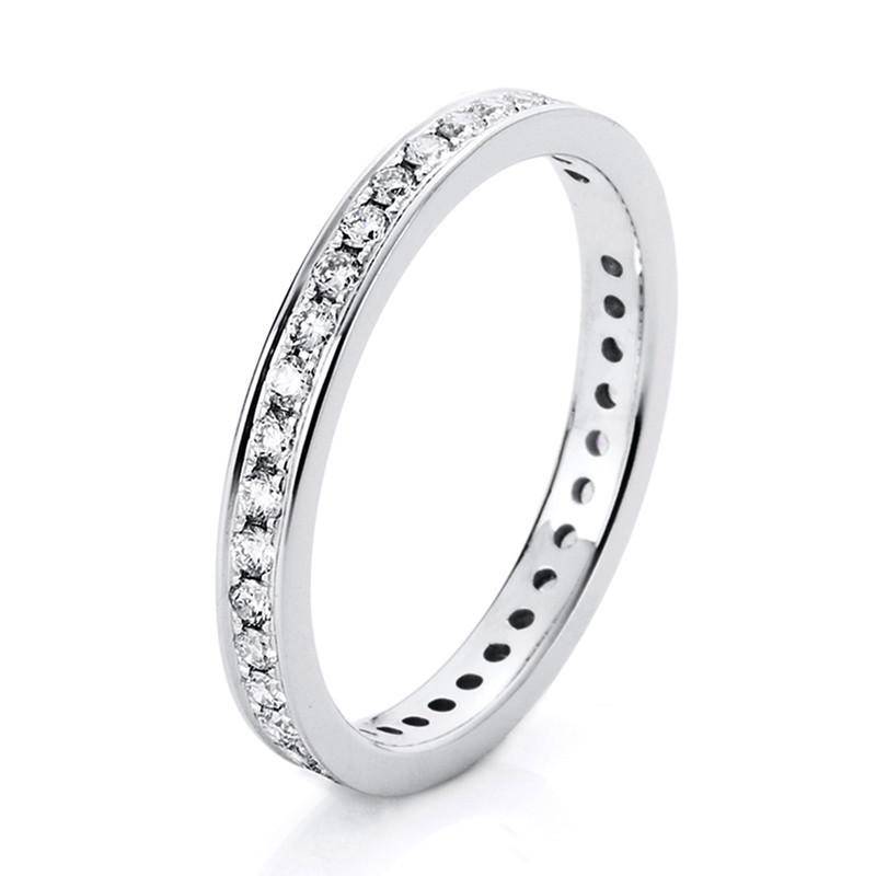 Mémoire-ring 585/14k Weissgold Diamant 0.5ct. Damen Silber 54 von MUAU Schmuck