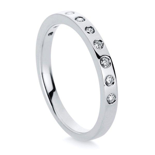 Mémoire-ring 750/18k Weissgold Diamant 0.15ct. Damen Silber 54 von MUAU Schmuck