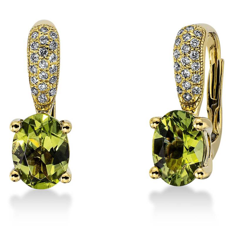 Ohrhänger 750/18k Gelbgold Peridot 2.80ct. Brillanten 0.15ct. Damen Silber ONE SIZE von MUAU Schmuck