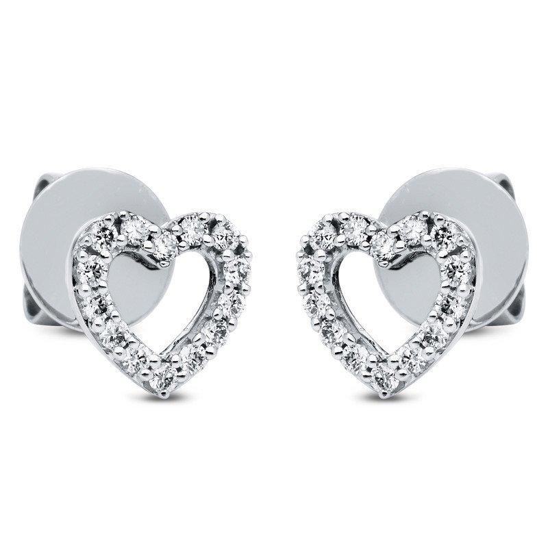 Ohrstecker 750/18k Weissgold Herz Diamant 0.2ct. Damen Silber ONE SIZE von MUAU Schmuck