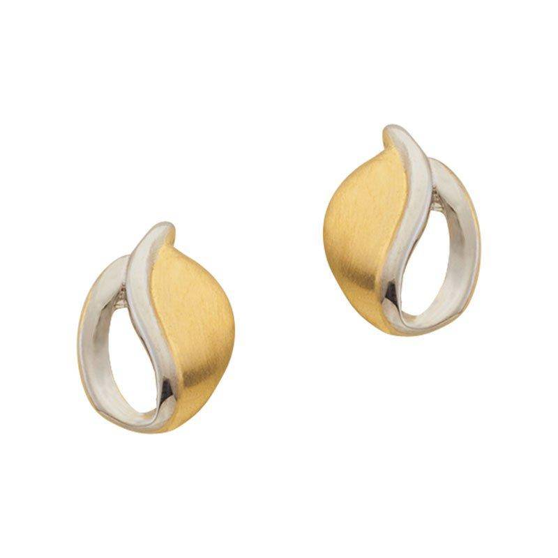 Ohrstecker Bicolor Gelb-/weissgold 750, 10x7mm Damen Gold ONE SIZE von MUAU Schmuck