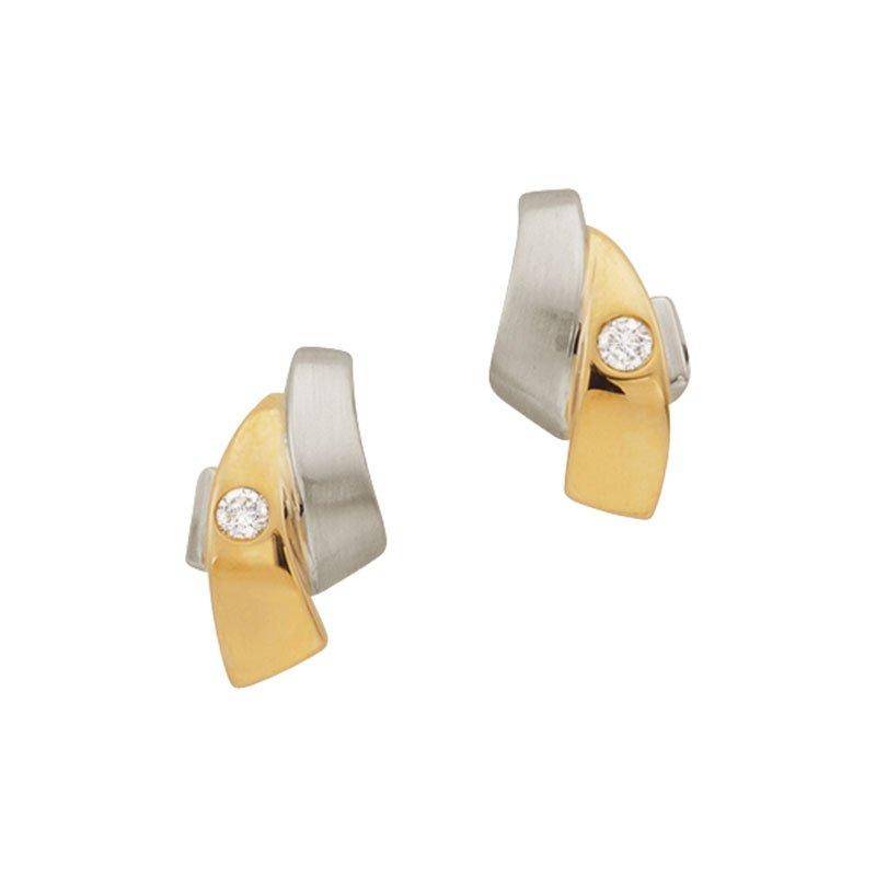 Ohrstecker Bicolor Gelb-/weissgold 750 Diamant 0.03ct. 10x6mm Damen Gold ONE SIZE von MUAU Schmuck