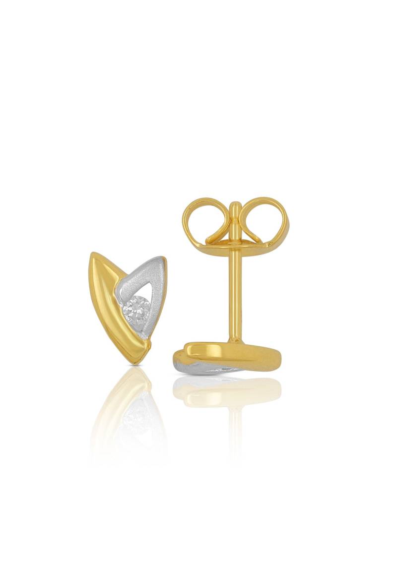 Ohrstecker Bicolor Gelb-/weissgold 750 Diamant 0.06ct. 7x5mm Damen Gold ONE SIZE von MUAU Schmuck