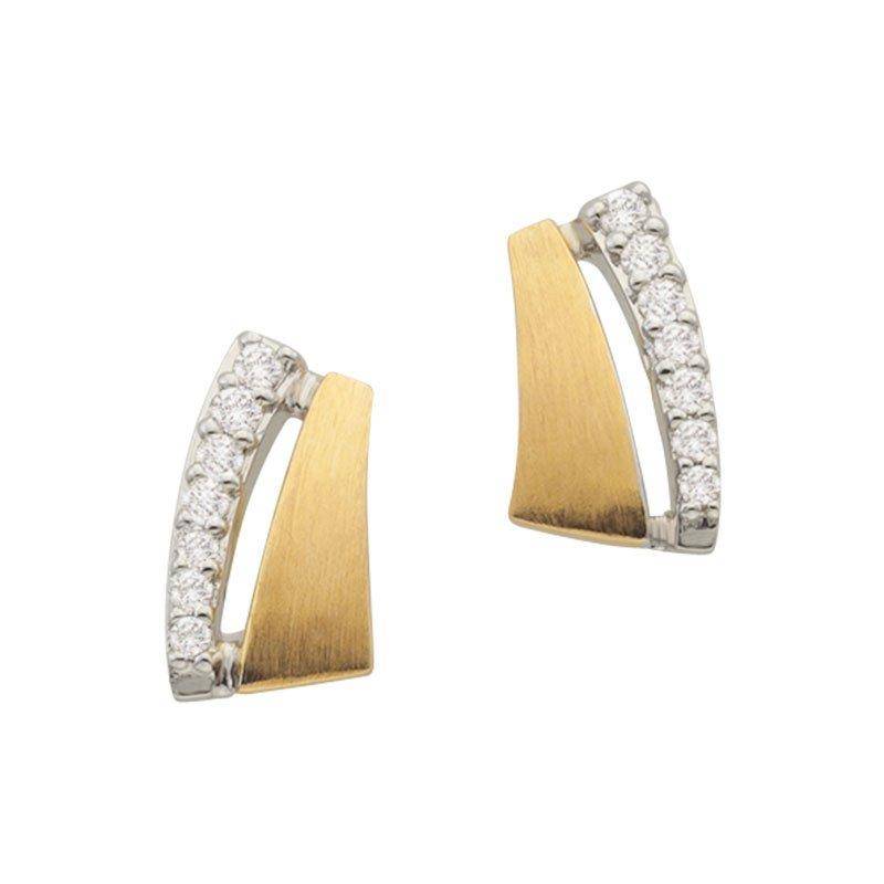 Ohrstecker Bicolor Gelb-/weissgold 750 Diamant 0.11.00ct. 10x6mm Damen Gold ONE SIZE von MUAU Schmuck