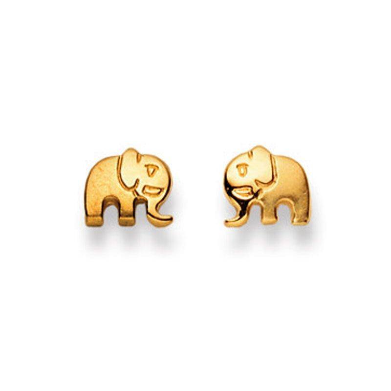 Ohrstecker Elefant Gelbgold 750, 6mm Damen Gelbgold ONE SIZE von MUAU Schmuck