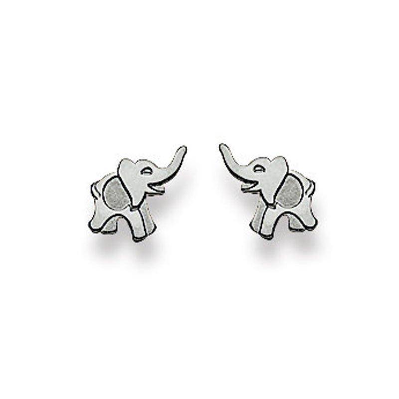 Ohrstecker Elefant Weissgold 750, 7mm Damen Silber ONE SIZE von MUAU Schmuck