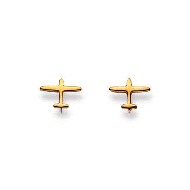 Ohrstecker Flugzeug Gelbgold 750, 8x9mm Damen Gelbgold ONE SIZE von MUAU Schmuck