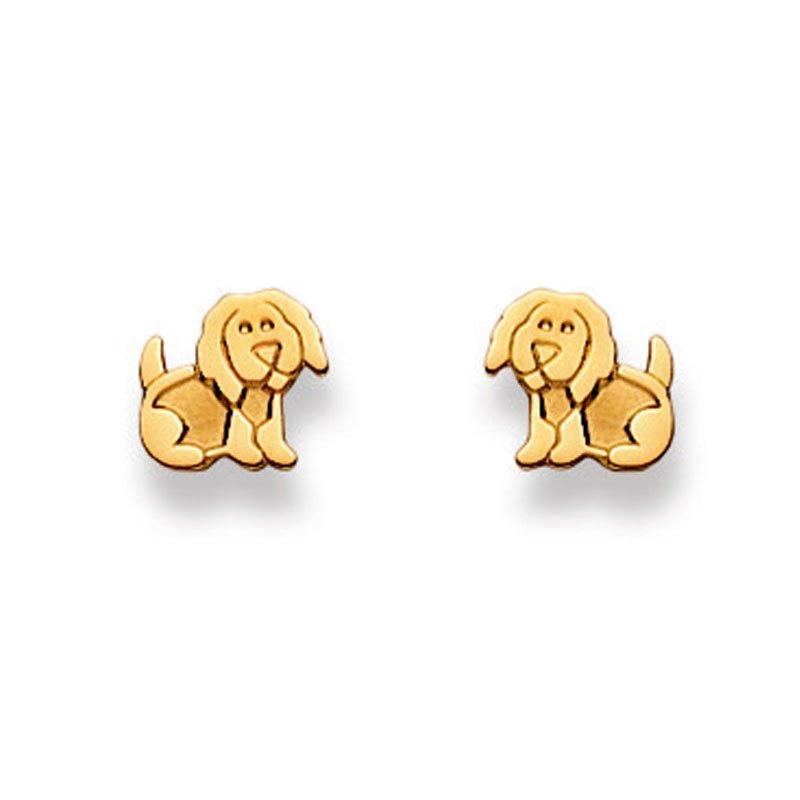 Ohrstecker Hund Gelbgold 750, 7mm Damen Gelbgold ONE SIZE von MUAU Schmuck