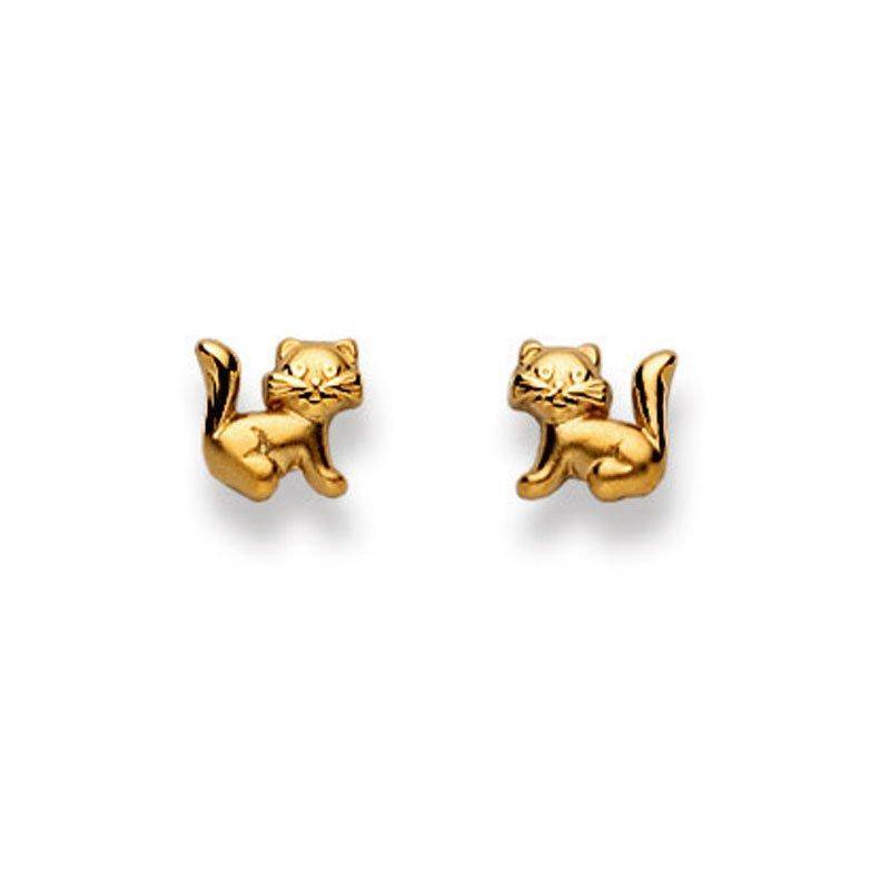 Ohrstecker Katze Gelbgold 750, 6x7mm Damen Gelbgold ONE SIZE von MUAU Schmuck