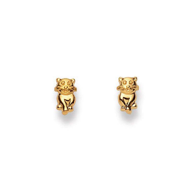 Ohrstecker Katze Gelbgold 750, 7x4mm Damen Gelbgold ONE SIZE von MUAU Schmuck