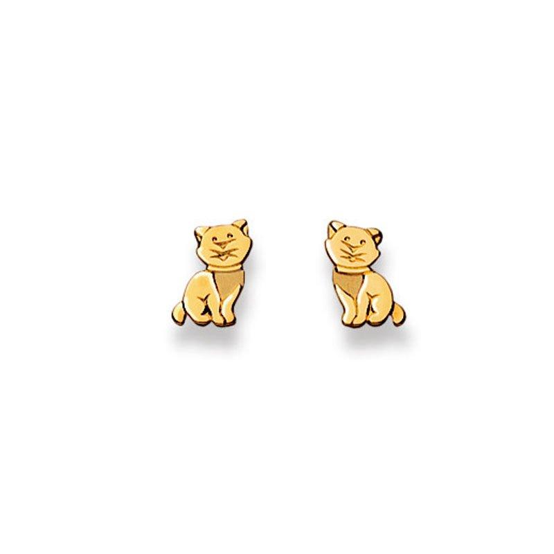 Ohrstecker Katze Gelbgold 750, 8x6mm Damen Gelbgold ONE SIZE von MUAU Schmuck