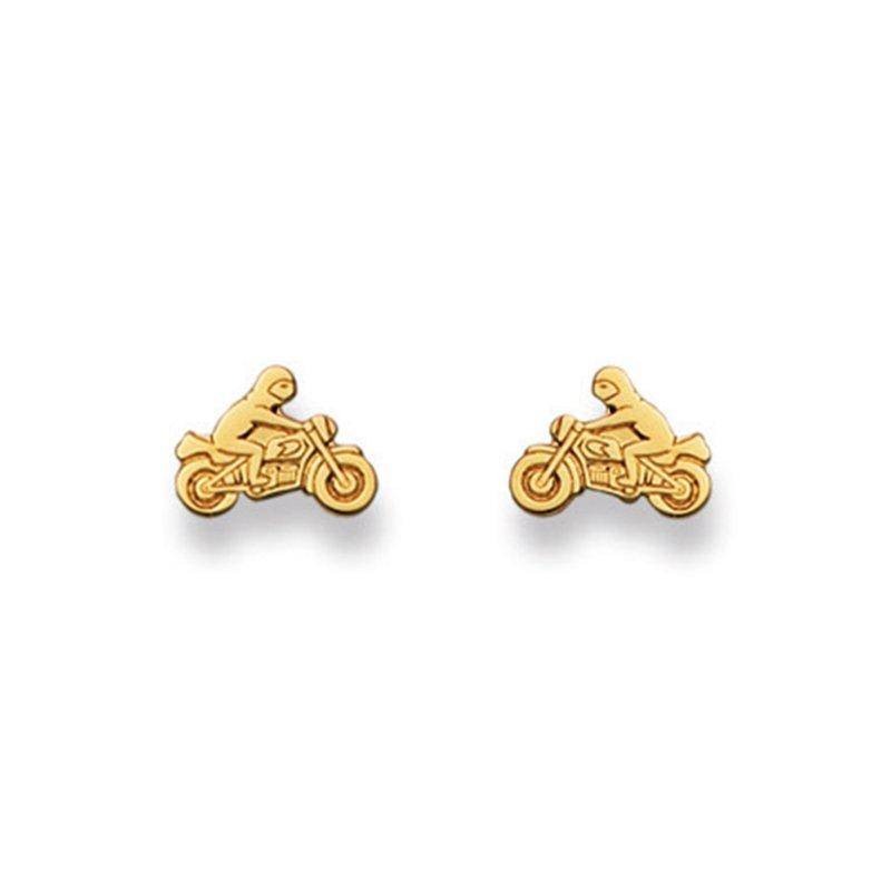 Ohrstecker Motorrad Gelbgold 750, 7x9mm Damen Gelbgold ONE SIZE von MUAU Schmuck