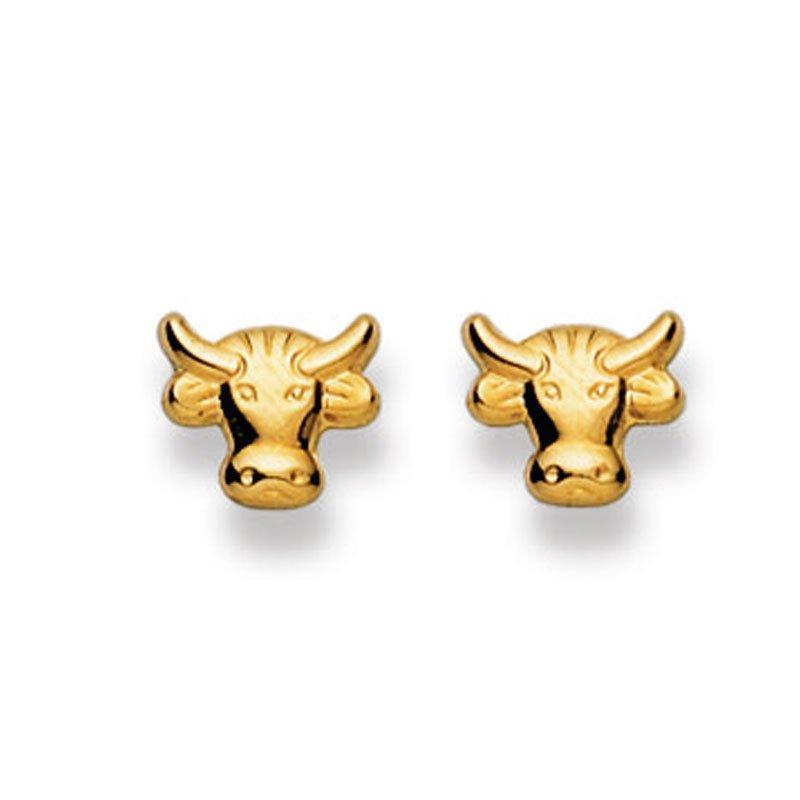 Ohrstecker Stier Gelbgold 750, 8mm Damen Gelbgold ONE SIZE von MUAU Schmuck