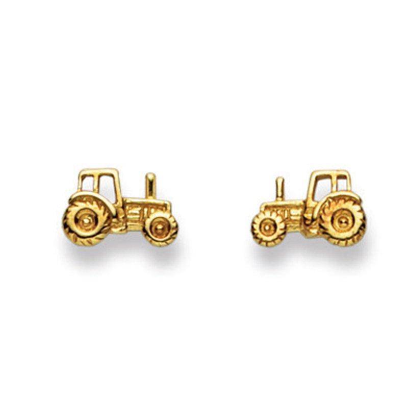 Ohrstecker Traktor Gelbgold 750, 7x10mm Damen Gelbgold ONE SIZE von MUAU Schmuck