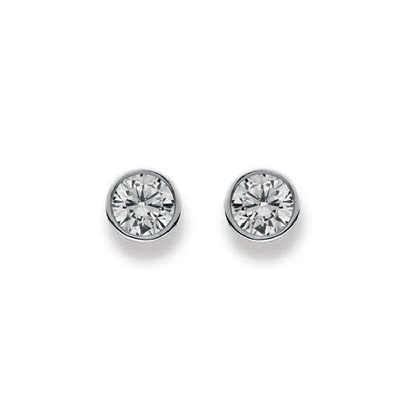 Ohrstecker Weissgold 750 Zirkonia 7mm Damen Silber ONE SIZE von MUAU Schmuck