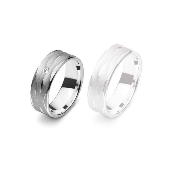 Partnerring Silber 925 Zirkonia Damen Silber 52 von MUAU Schmuck