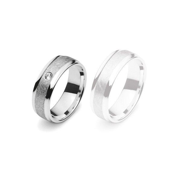 Partnerring Silber 925 Zirkonia Damen Silber 52 von MUAU Schmuck