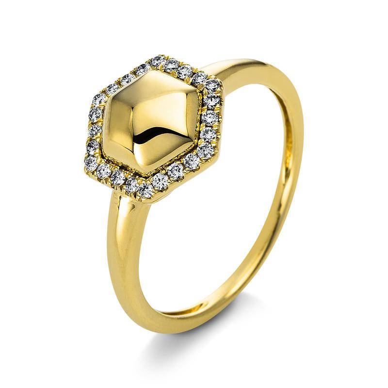 Ring 585/14k Gelbgold Diamant 0.14ct. Damen Gelbgold ONE SIZE von MUAU Schmuck