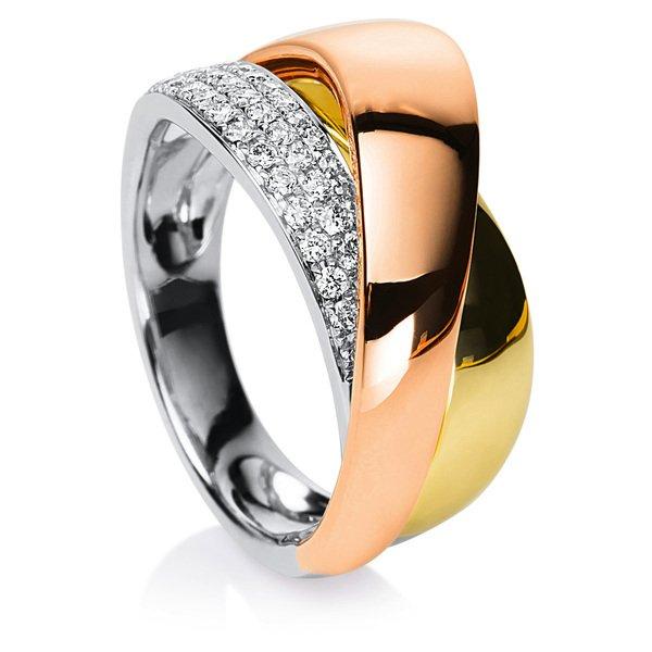 Ring 750/18k Gelbgold/weissgold/rotgold Diamant 0.33ct. Damen Gold 54 von MUAU Schmuck