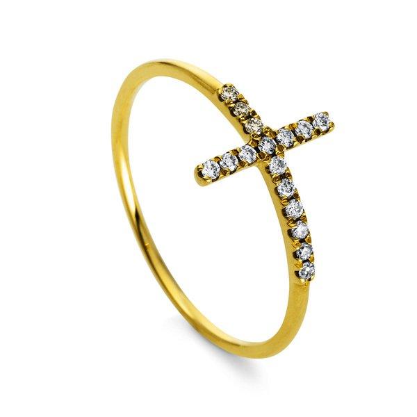 Ring 750/18k Gelbgold Diamant 0.1ct. Damen Gelbgold 54 von MUAU Schmuck