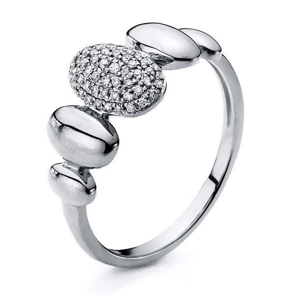 Ring 750/18k Weissgold Diamant 0.16ct. Damen Silber ONE SIZE von MUAU Schmuck