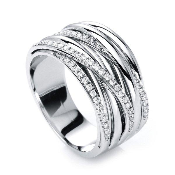 Ring 750/18k Weissgold Diamant 0.28ct. Damen Silber 54 von MUAU Schmuck