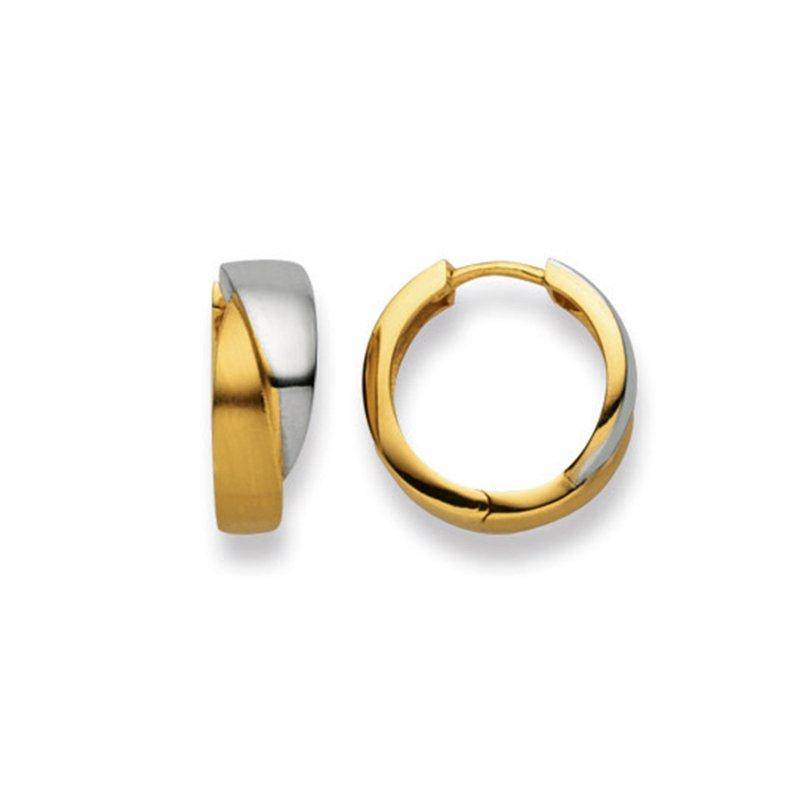 Scharnier-creolen Bicolor Gelb-/weissgold 750, 16mm Damen Gold ONE SIZE von MUAU Schmuck