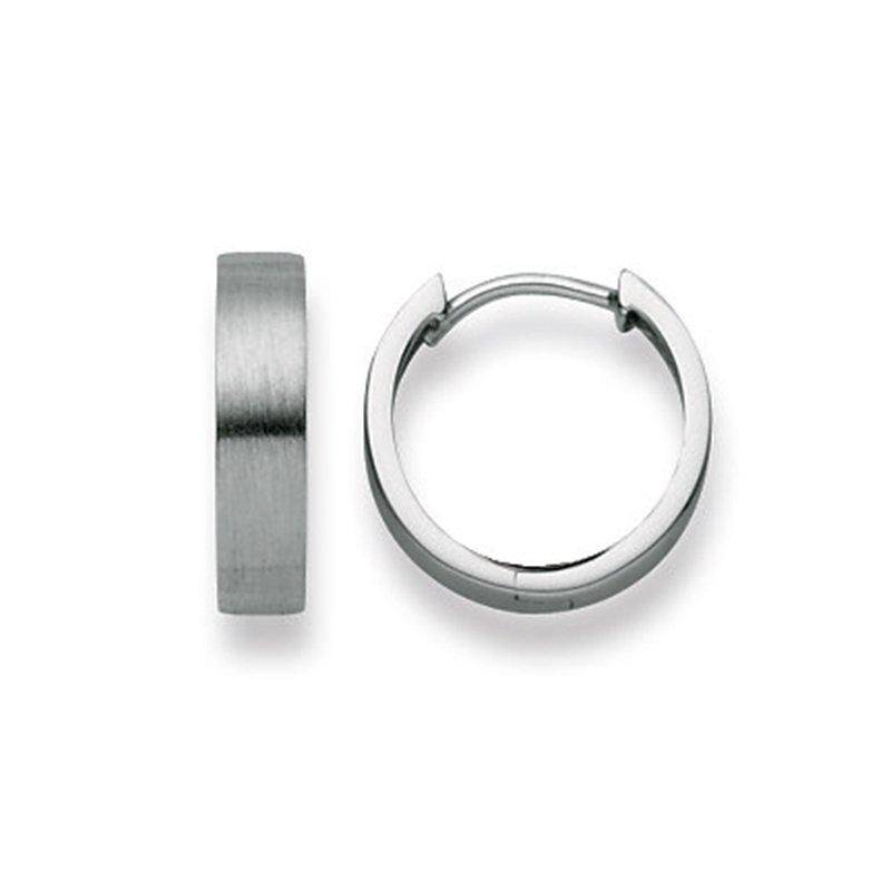 Scharnier-creolen Weissgold 750, 14mm Damen Silber ONE SIZE von MUAU Schmuck