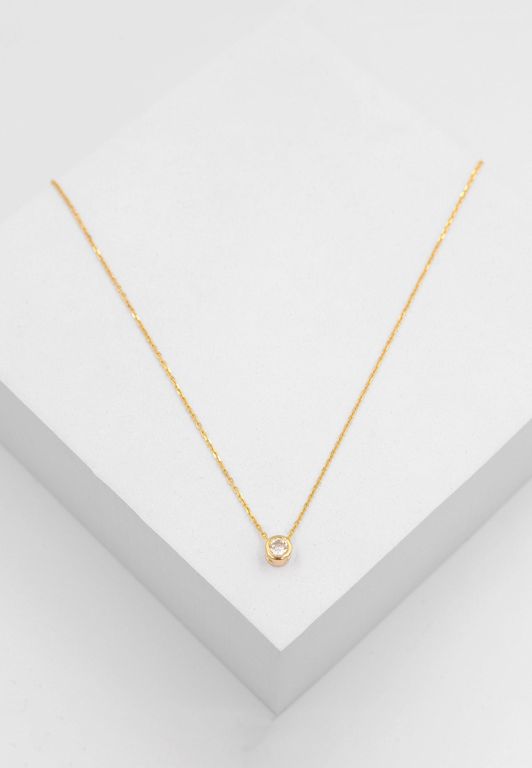 Solitär Anhänger Zargenfassung Gelbgold 750 Diamant 0.20ct. 5.5x5.5mm Damen Gelbgold ONE SIZE von MUAU Schmuck