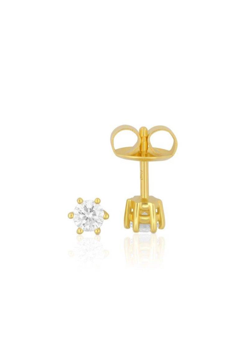 Solitär Ohrstecker 6-griff-fassung Gelbgold 750 Brillanten 0.34ct. 6mm Damen Gelbgold ONE SIZE von MUAU Schmuck