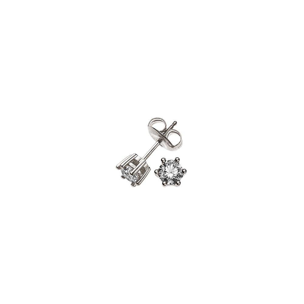 Solitär Ohrstecker 6-griff-fassung Weissgold 750 Brillanten 0.34ct. 6mm Damen Silber ONE SIZE von MUAU Schmuck