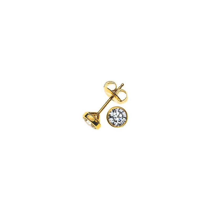 Solitär Ohrstecker Zargen-fassung Gelbgold 750 Brillanten 0.50ct. 6.5mm Damen Gelbgold ONE SIZE von MUAU Schmuck