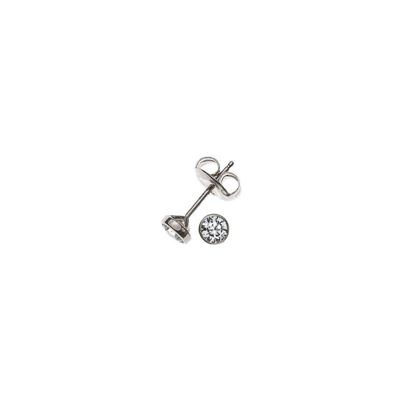 Solitär Ohrstecker Zargen-fassung Weissgold 750 Brillanten 0.16ct. 5mm Damen Silber ONE SIZE von MUAU Schmuck