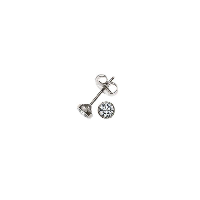 Solitär Ohrstecker Zargen-fassung Weissgold 750 Brillanten 0.25ct. 5.5mm Damen Silber ONE SIZE von MUAU Schmuck