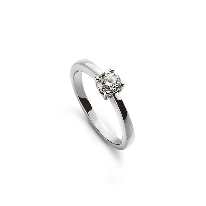 Solitär Ring 4-griff-fassung Weissgold 750, Brillant 0.25ct. Damen Silber ONE SIZE von MUAU Schmuck