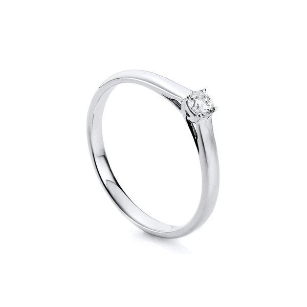 Solitär Ring 585/14k Weissgold Diamant 0.4ct. Damen Silber 54 von MUAU Schmuck