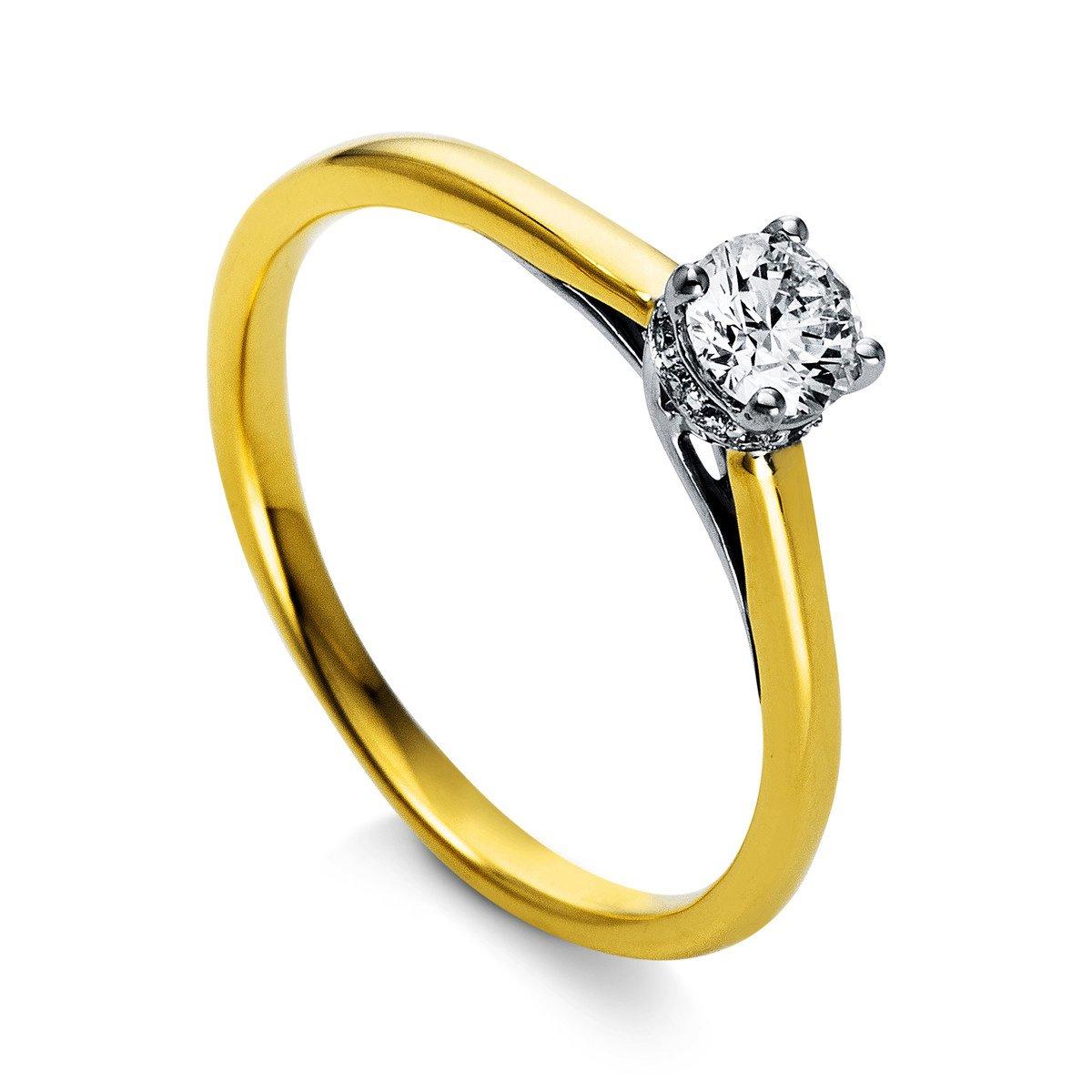 Solitär Ring 750/18k Weissgold/gelbgold/platin 950 Diamant 0.35ct. Damen Silber 54 von MUAU Schmuck