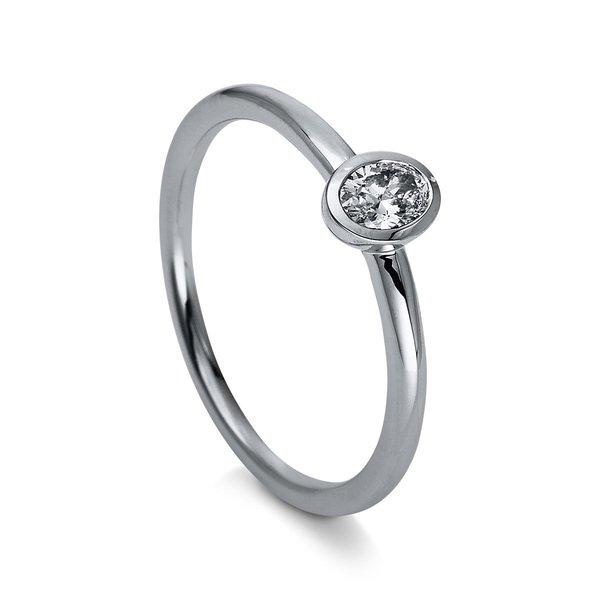 Solitär Ring 750/18k Weissgold Diamant 0.25ct. Damen Silber 54 von MUAU Schmuck