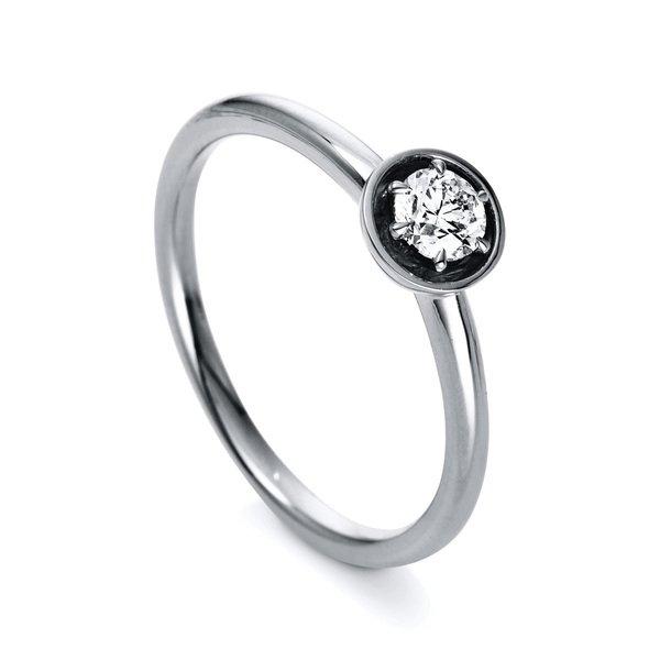 Solitär Ring 750/18k Weissgold Diamant 0.25ct. Damen Silber 54 von MUAU Schmuck