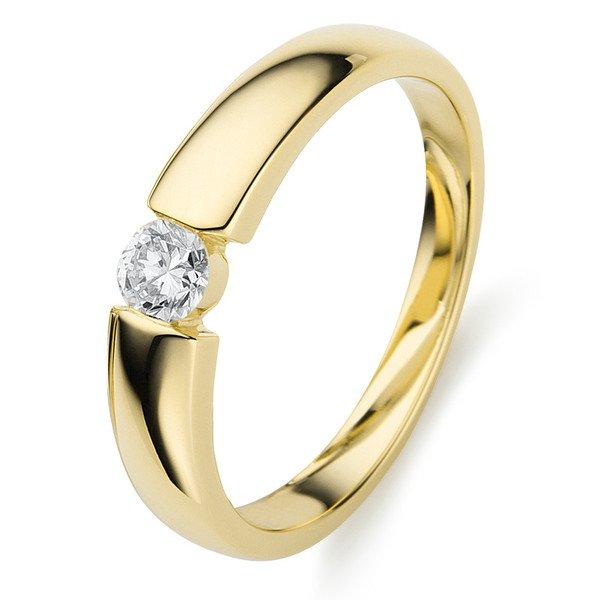 Solitär-ring 585/14k Gelbgold Diamant 0.2ct. Damen Gelbgold ONE SIZE von MUAU Schmuck