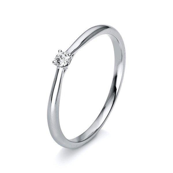 Solitär-ring 585/14k Weissgold Diamant 0.05ct. Damen Silber 54 von MUAU Schmuck