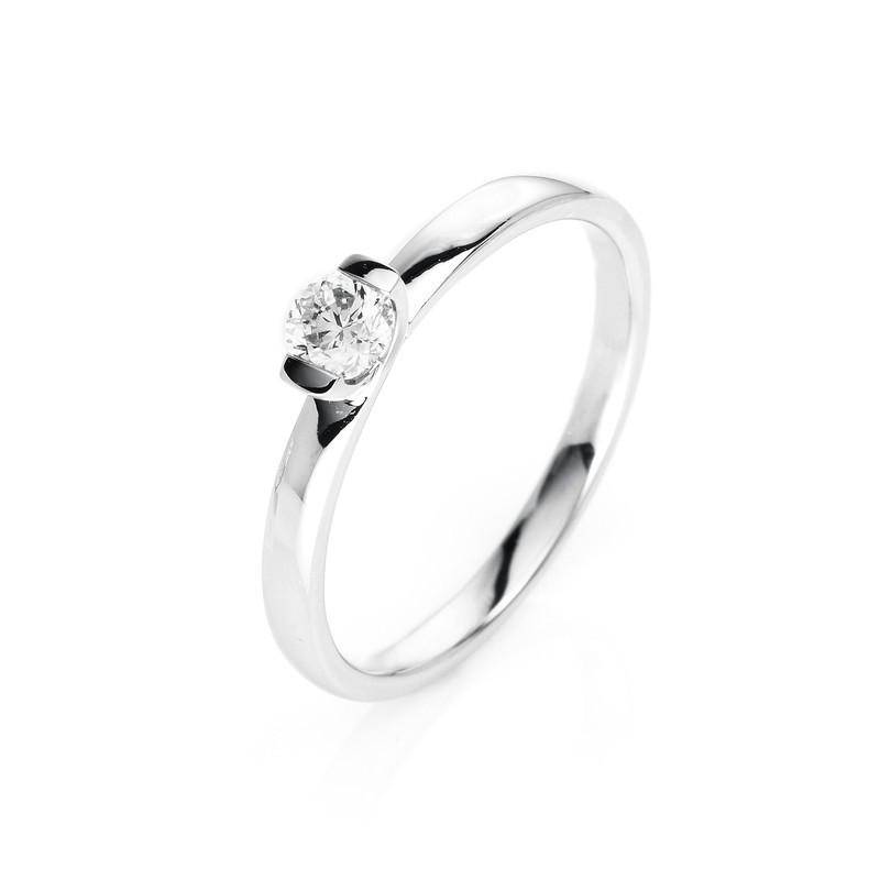 Solitär-ring 585/14k Weissgold Diamant 0.25ct. Damen Silber 54 von MUAU Schmuck