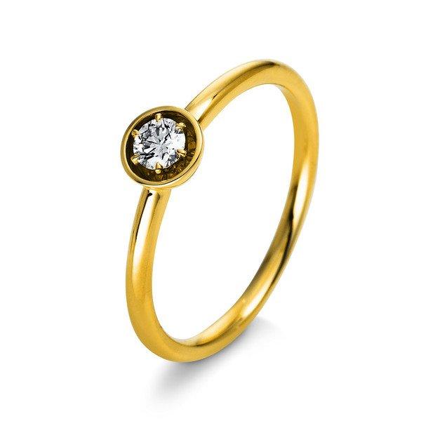 Solitär-ring 750/18k Gelbgold Diamant 0.15ct. Damen Gelbgold ONE SIZE von MUAU Schmuck