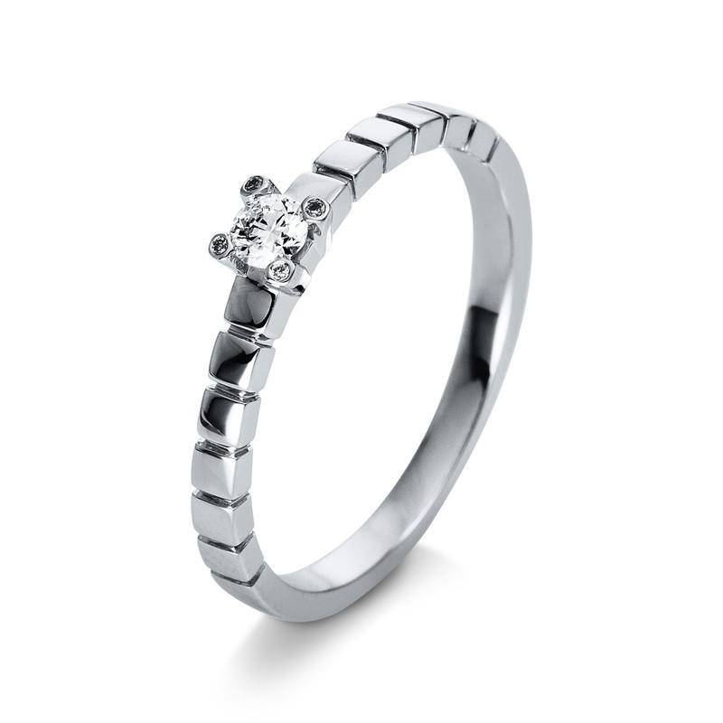 Solitär-ring 750/18k Weissgold Diamant 0.12ct. Damen Silber 54 von MUAU Schmuck