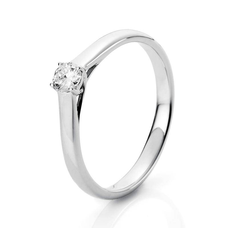 Solitär-ring 750/18k Weissgold Diamant 0.2ct. Damen Silber ONE SIZE von MUAU Schmuck