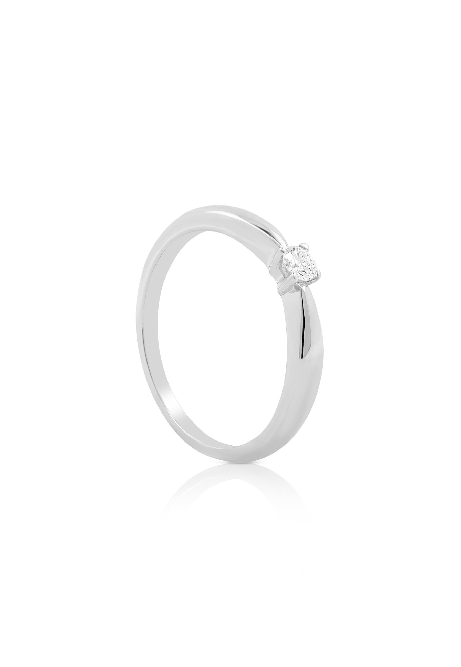 Solitaire Ring Diamant 0.10ct. Palladium-weissgold 750 Damen Silber 54 von MUAU Schmuck