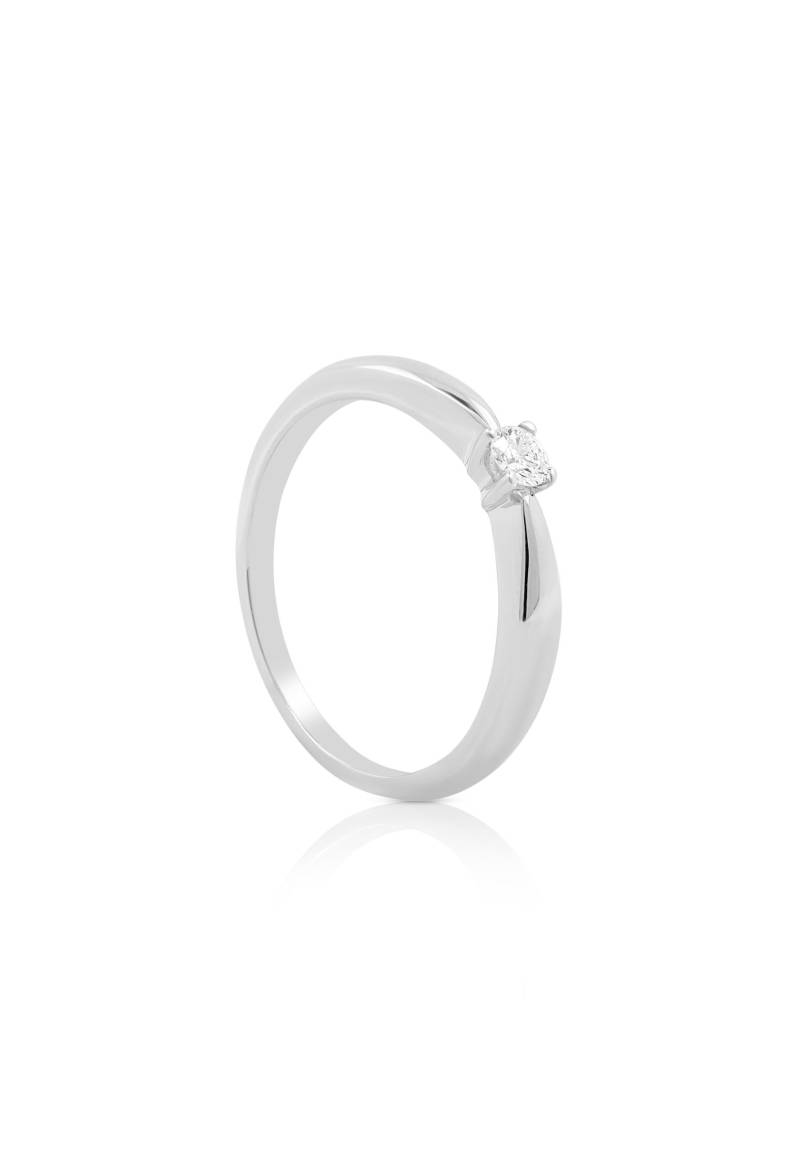 Solitaire Ring Diamant 0.10ct. Palladium-weissgold 750 Damen Silber 54 von MUAU Schmuck